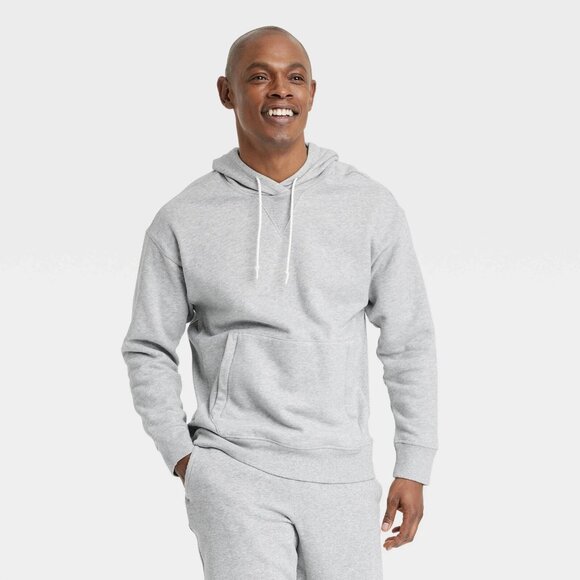 Medium - Mens Cotton Fleece Hooded Sweatshirt - All In Motion - Gray - Picture 5 of 6